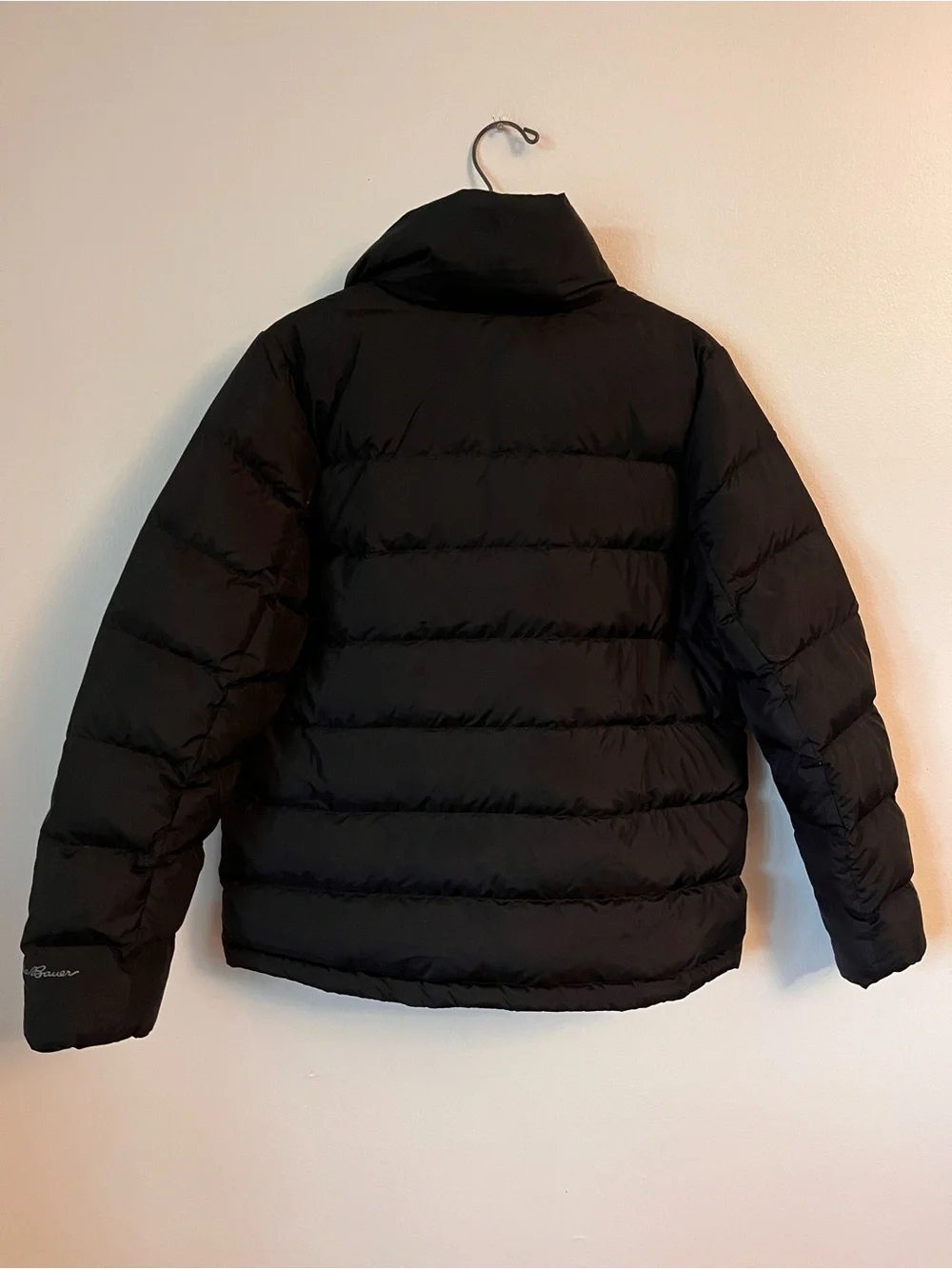 Eddie Bauer Down EB650 Womens Black Quilted Puffer Jacket Full Zip Pockets S